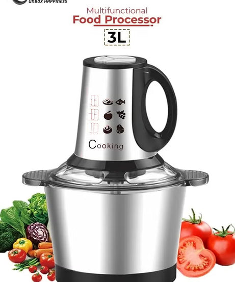 Electric Meat Chopper and Grinder, Stainless Steel Food Processor for Vegetable and Fruits 3L