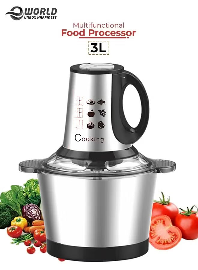 3L Stainless Steel Food Processor