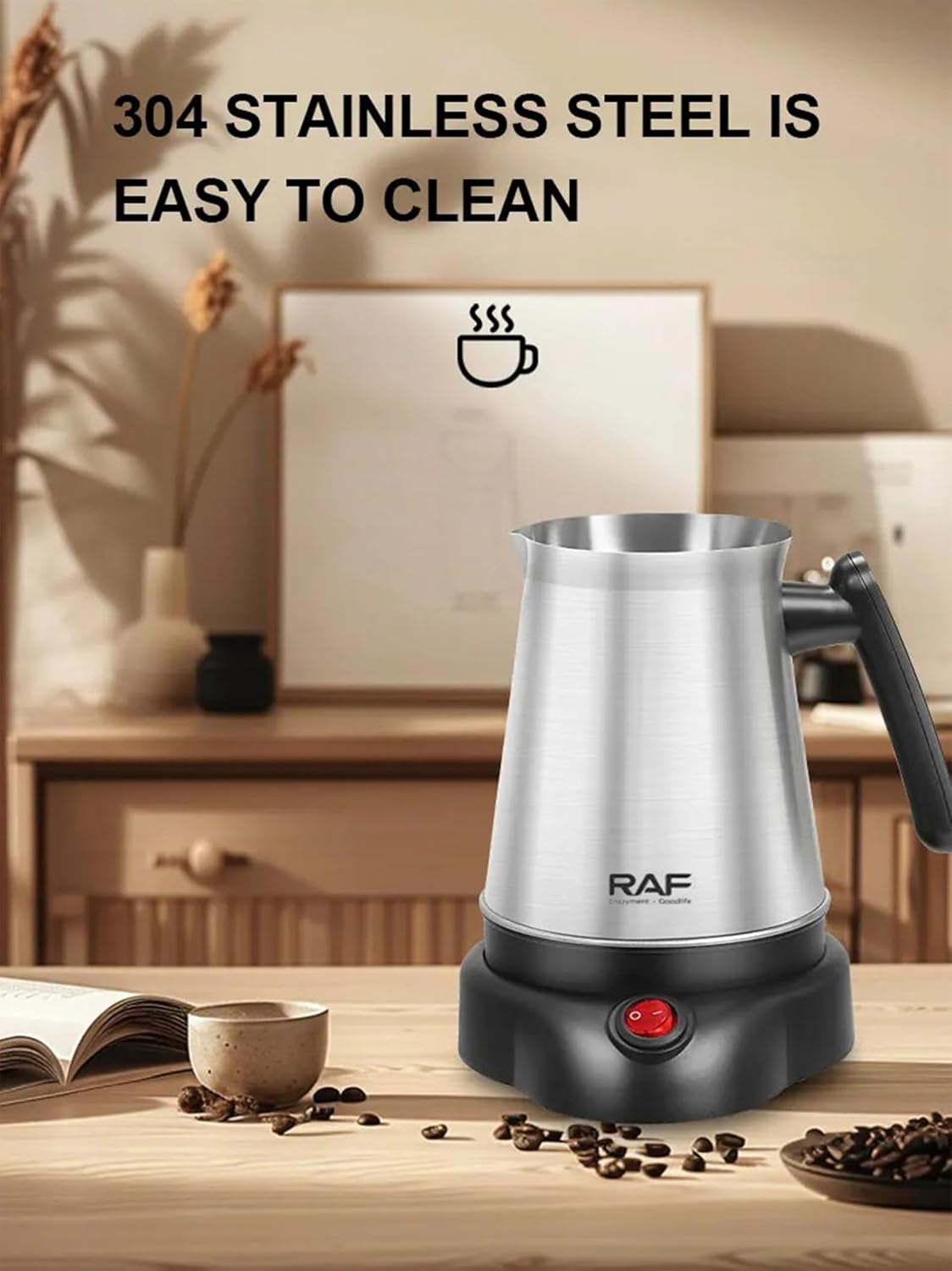 Electric Coffee Pot 600W | 600ML Stainless Steel Turkish & Arabic Coffee Maker,Fast Heating