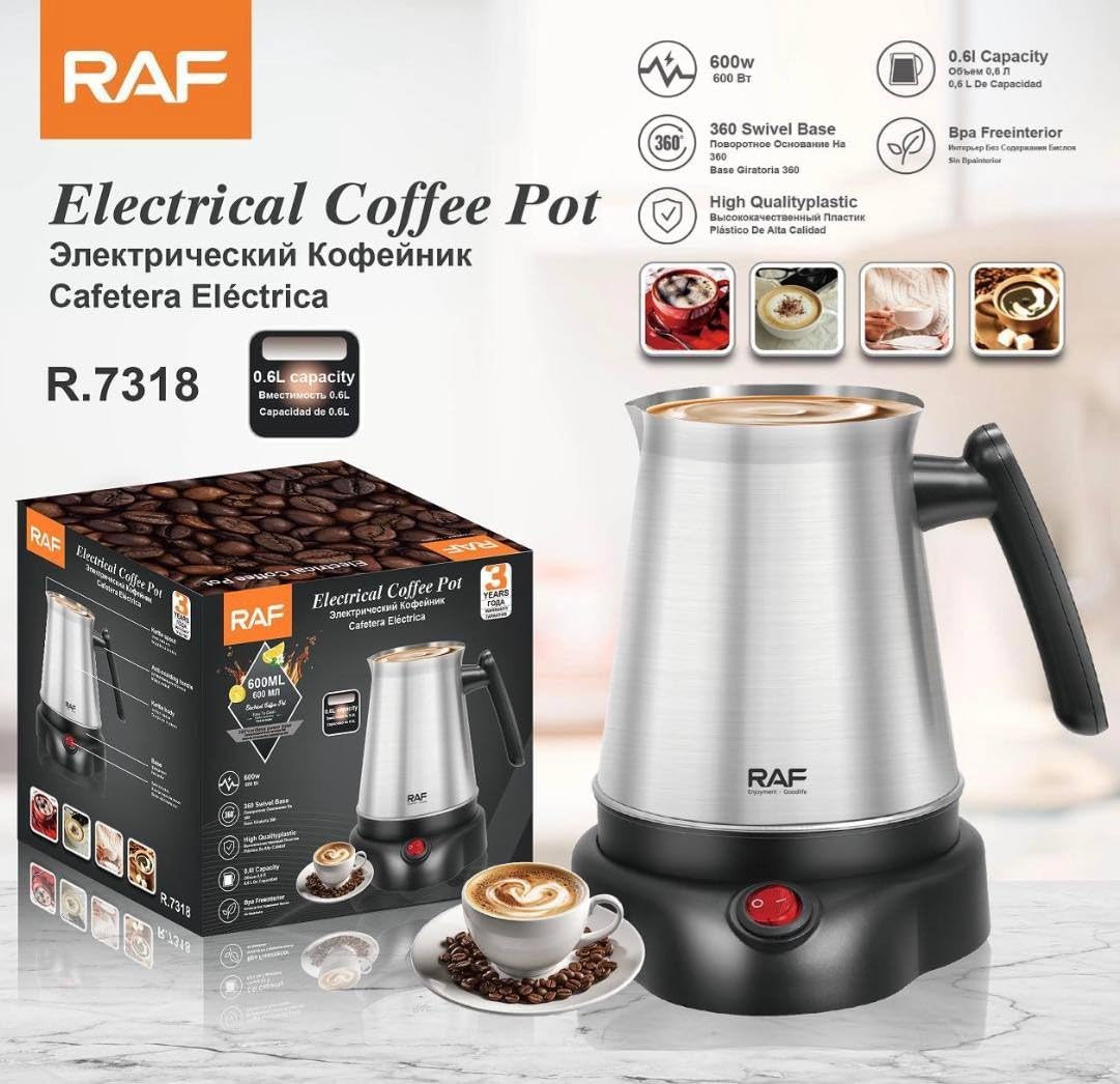 Electric Coffee Pot 600W | 600ML Stainless Steel Turkish & Arabic Coffee Maker,Fast Heating