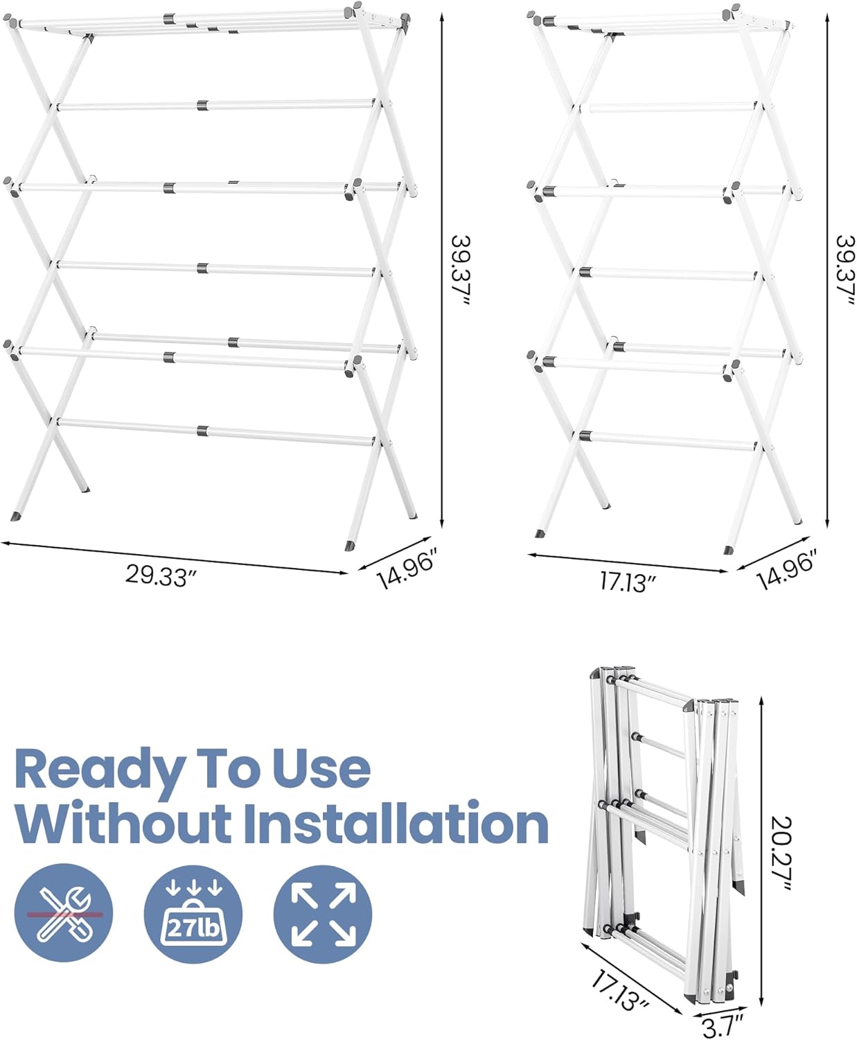 APEXCHASER 3-Tier Clothes Drying Rack