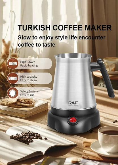 Electric Coffee Pot 600W | 600ML Stainless Steel Turkish & Arabic Coffee Maker,Fast Heating