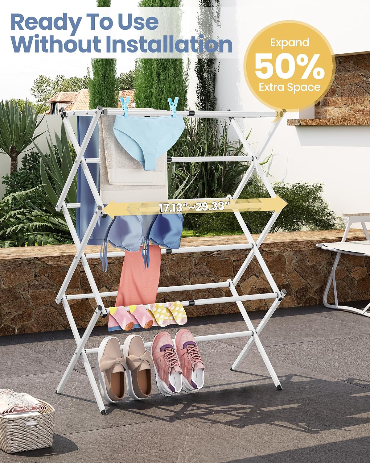 APEXCHASER 3-Tier Clothes Drying Rack