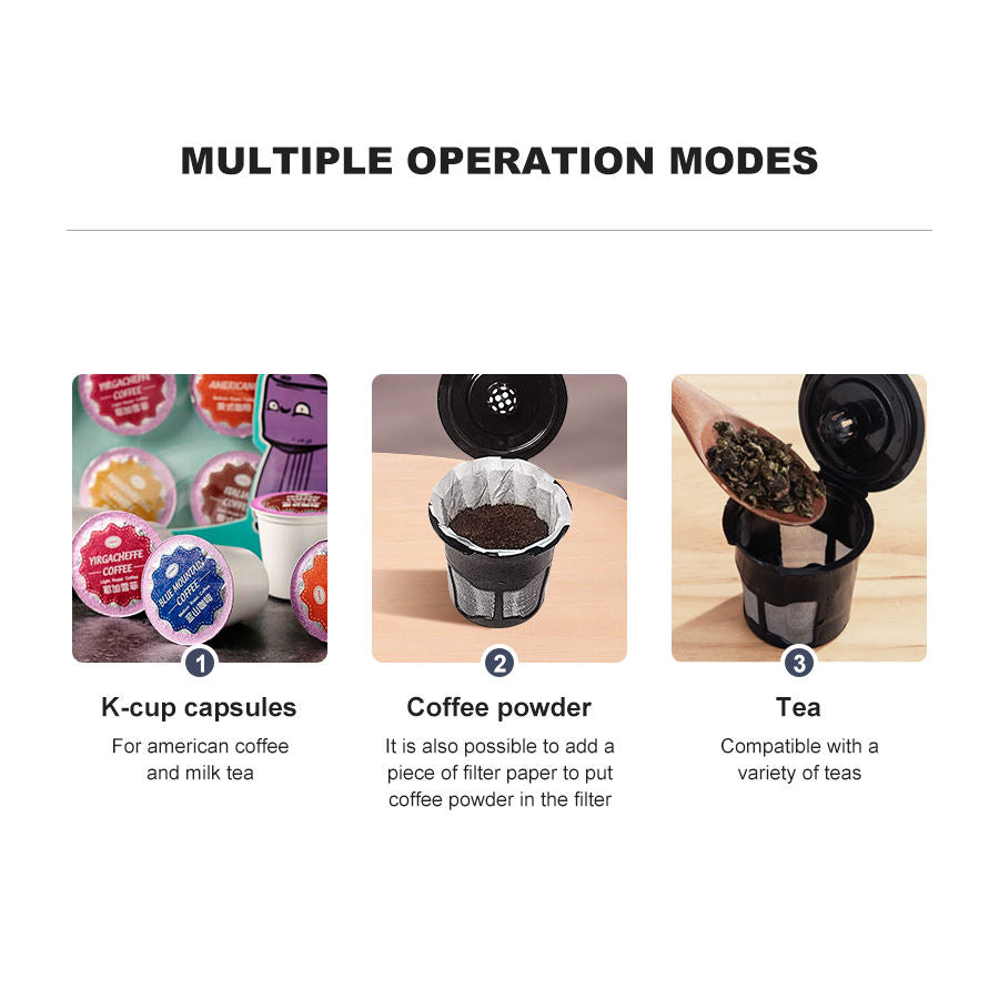 Coffee Machine Automatic 3 in 1 Coffee Maker Drip Capsule Single Serve K-cup Pod Coffee Brewer