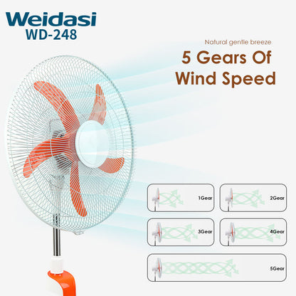 Rechargeable 18-inch Fan Rechargeable Stand Pedestal Fan with LED Light