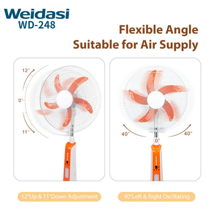 Rechargeable 18-inch Fan Rechargeable Stand Pedestal Fan with LED Light