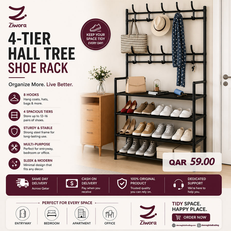 4-Tier Shoe &amp; Clothes Rack