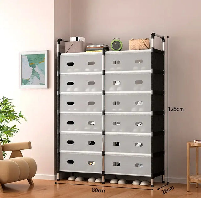 6-Shelf Double Shoe Rack