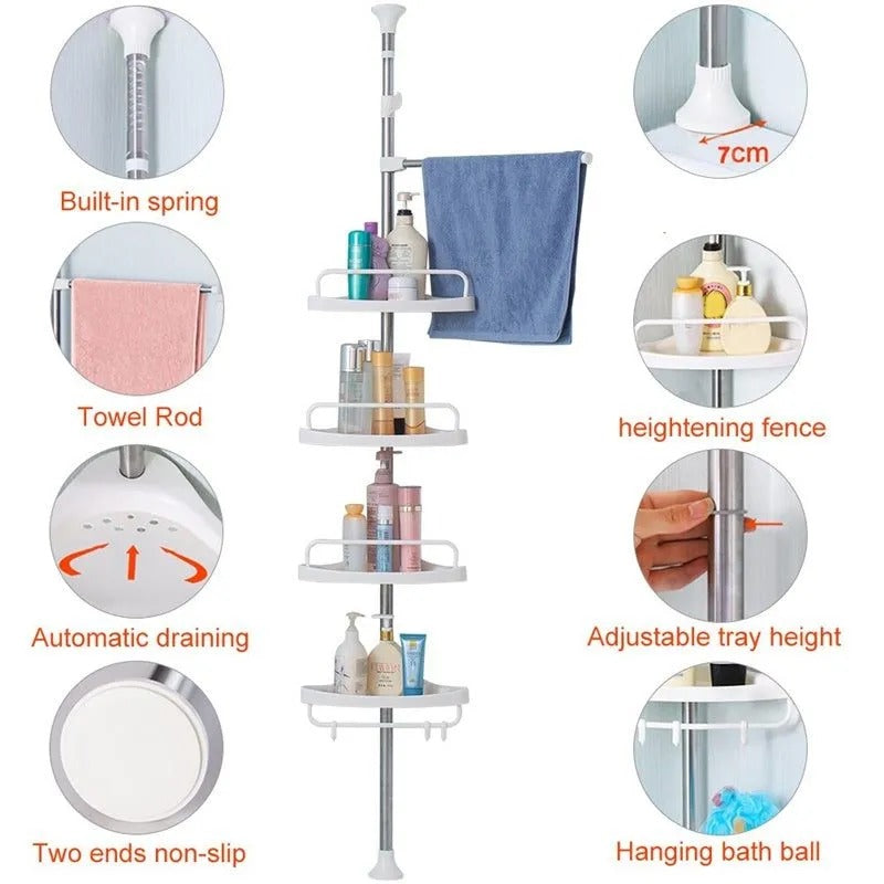 Multi Corner Bathroom Shelf Adjustable Storage Rack