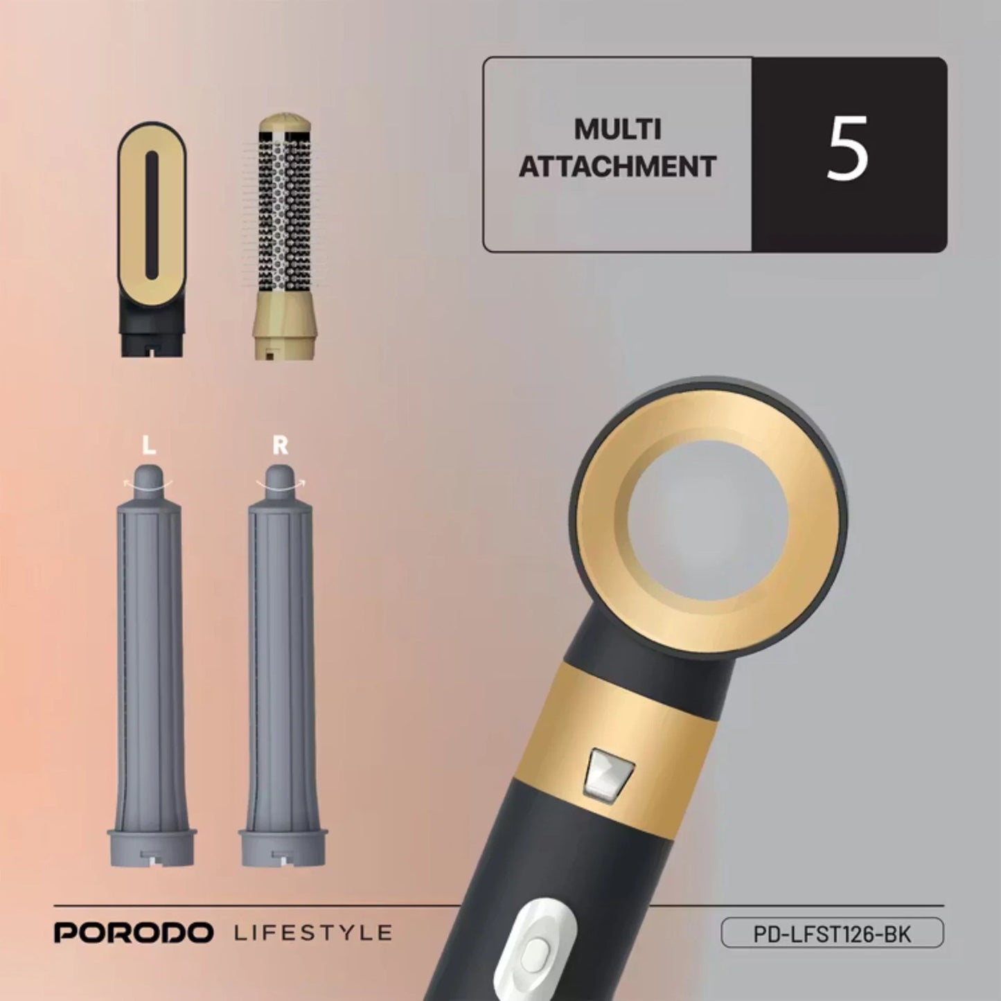 Porodo Lifestyle Multi-Styling Hair Dryer Set with 5 Drying Combs