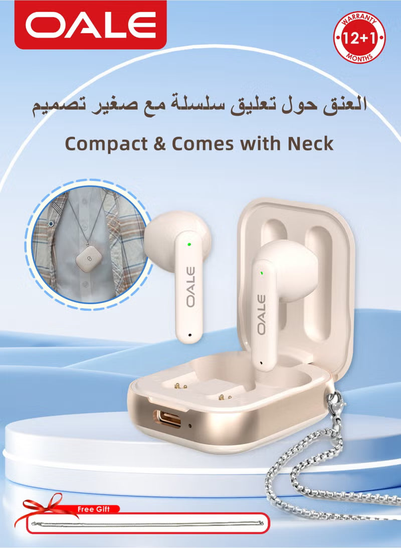 OALE iFree 14 TWS Earbuds, 35H Playtime, ENC Noise Cancellation, Smart Touch Sensor, Comes with Neck-Hanging Chain, Bluetooth 5.4, Type-C Charging Case