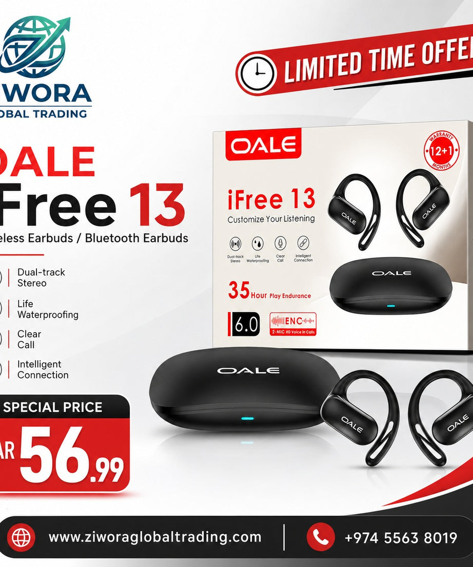 OALE iFree 13 Wireless Bluetooth Earbuds | Open-Ear Sports Headphones | Bluetooth 6.0 | 35 Hours Playtime | ENC HD Calls | Waterproof Earphones